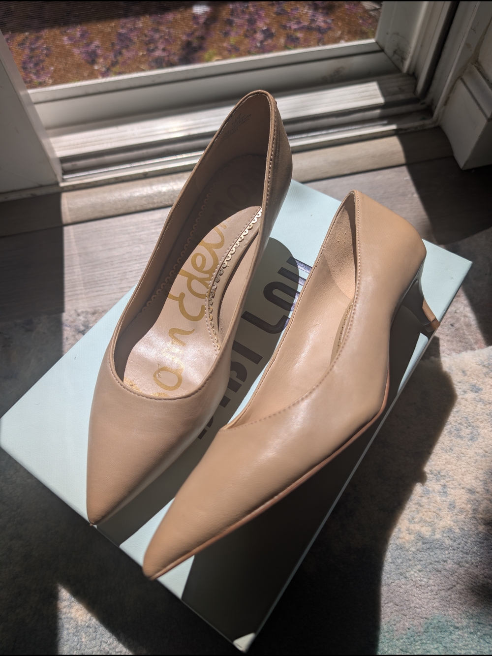 🐱👠Sam Edelman Dori Nude Pointed-Toe Kitten Heel Pumps
